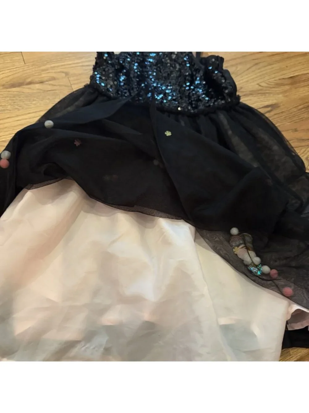 Cat & Jack Girls Black Sequin Party Dress Size M 7/8